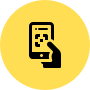 Изображение приложения на смартфоне в желтом круге